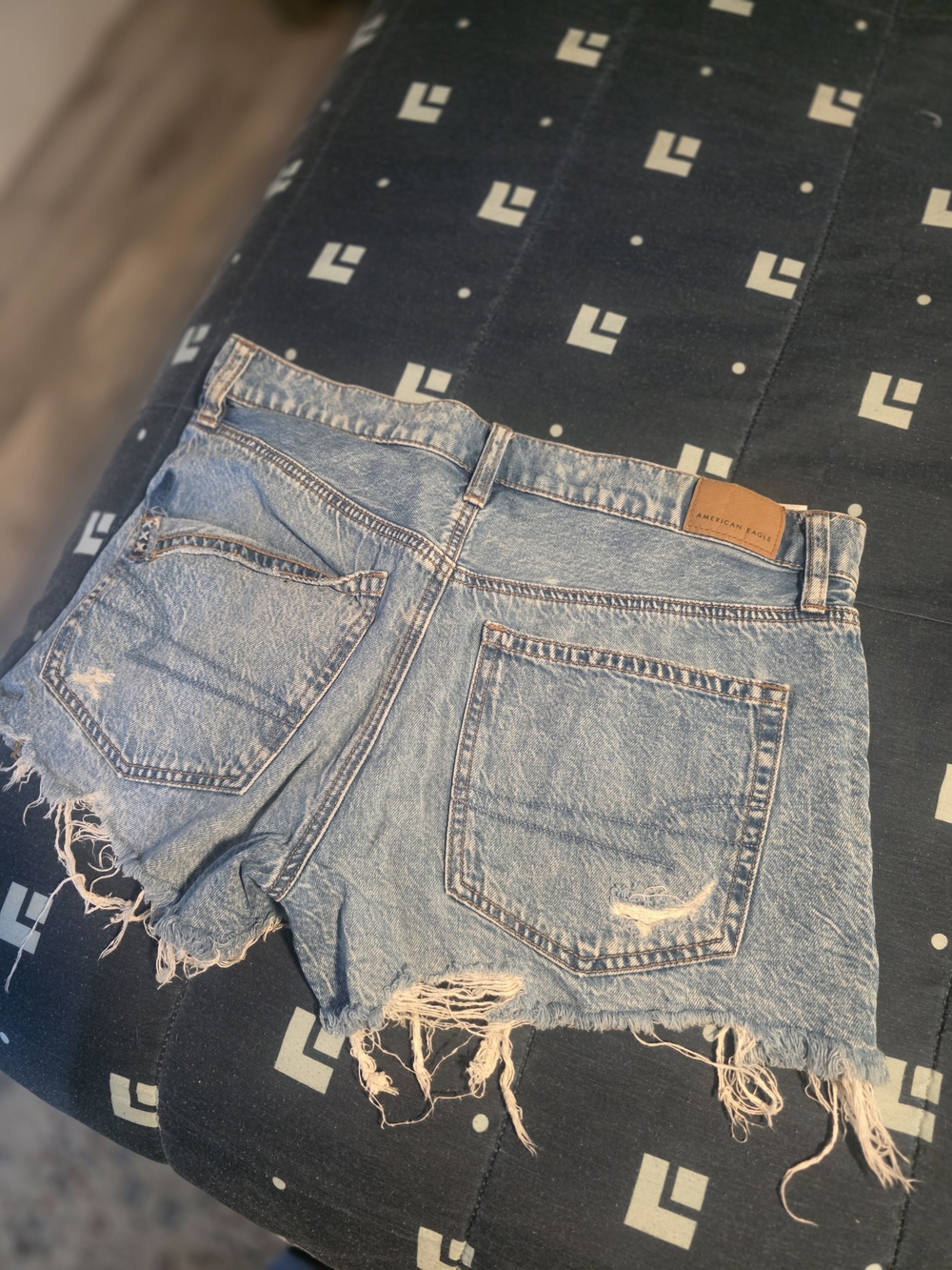 American Eagle Outfitters Light Wash Distressed Denim Cutoff Shorts